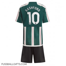 Manchester United Marcus Rashford #10 Fußballbekleidung Auswärtstrikot Kinder 2023-24 Kurzarm (+ kurze hosen)